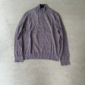 Bonobos Slim Fit Merino Wool 1/4 Zip Sweater Purple Heather Knit Size L